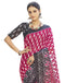 Vasthrlay Printed Pleated Pink And Grey Saree With Unstitched Blouse Piece