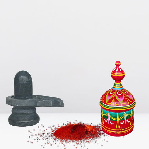 Salvus APP Solutions Traditional Wooden Multicolor Big Sindoor Dibbi