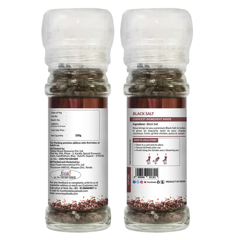 Keya Black Salt Grinder 100g Perfect for Enhancing the Flavor of Chaats Chutneys Salads Fruits Grilled Chicken & More Seasoning for Everyday Cooking & Garnishing