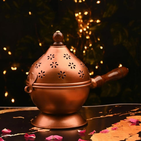 Metal Dhoop Holder and Incense Burner | Loban Dani Dhoop Dani with Handle