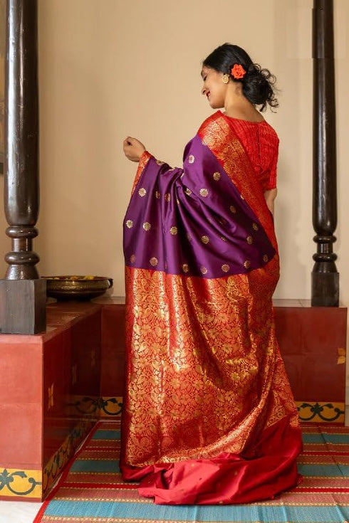 Vasthrlay Purple Banarasi Wedding Saree