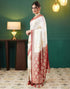 Vasthrlay Banarasi Jacquard Unstitched White Saree