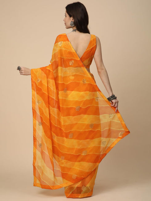 Vasthrlay Georgette Leheriya Embroidered Rani Saree