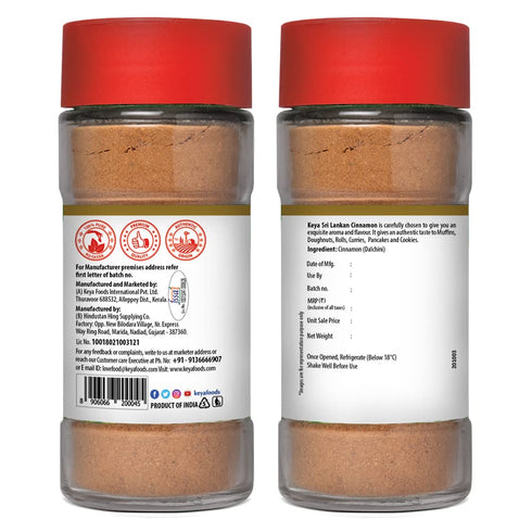 Keyafoods Keya Indian Cinnamon Powder 50g 100 Pure & Natural Packed with Zero Preservatives or Additives Indian Spices Aroma & Flavour Pack of 2