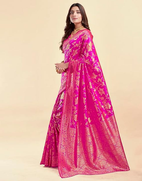 Vasthrlay Womens Jacquard Unstitched Wine Saree
