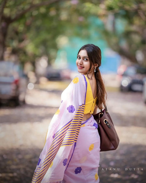 Vasthrlay Lavender Lightweight Handloom Unstitched