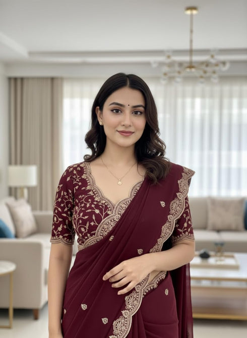 Vasthrlay Georgette Embroidered Az Ys Antya Ethnic Wear