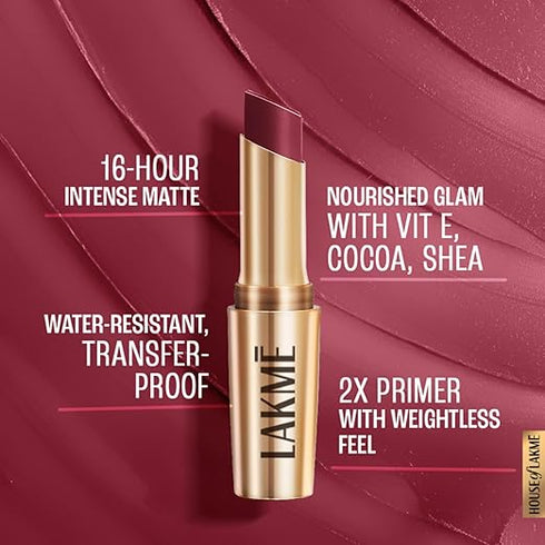 LAKMÉ 9To5 Primer + Matte Lip Color Mp5 Maroon Mix