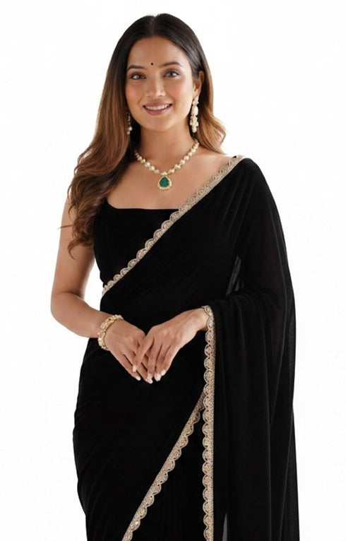 Vasthrlay Georgette Scallop Embroidered Unstitched Ethnic Wear
