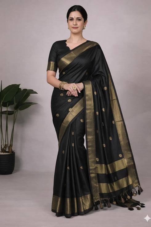 Vasthrlay Traditional Matching Unstitched Orangeblack