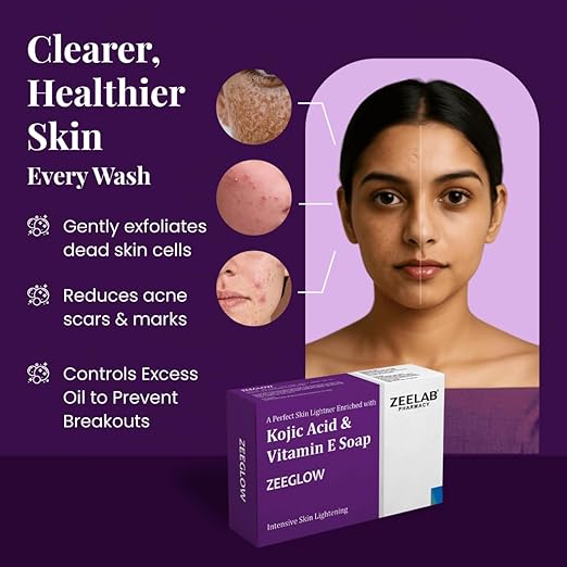 zeeglow max kojic acid and glutathione soap with vitamin e ZEELAB