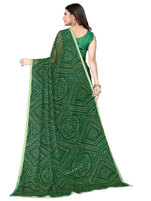 Vasthrlay Bandhani Printed Chiffon Red Saree