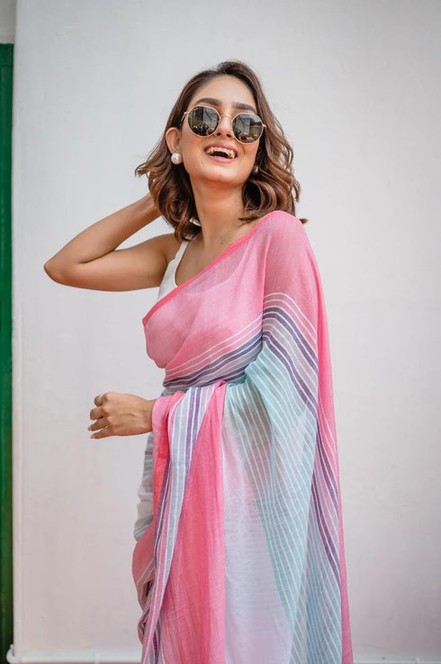 Vasthrlay Multicolor Stripes Lightweight Unstitche