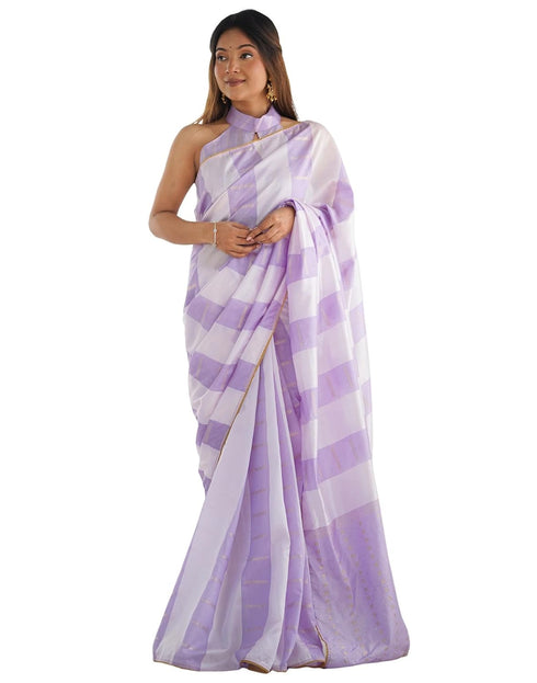 Vasthrlay Embroidery Scalloped Unstitched Off White Saree