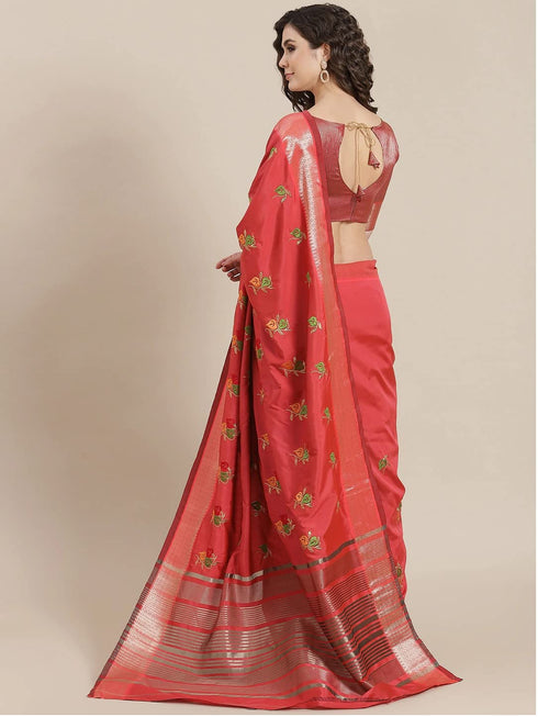Vasthrlay Colourful Embroidery Saree