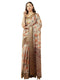 Vasthrlay Cream Rust Abstract Print Polyester Saree With Zari Border And Unstitched Blouse Piece