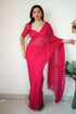 Vasthrlay Red Georgette Unstitched Saree