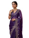 Vasthrlay Scalloped Embroidery Unstitched Dark Green Saree