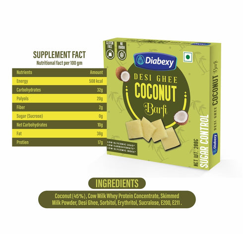 Diabexy Sugar Free Sweets Barfi Combo (Coconut, Kaju & Dark Chocolate)