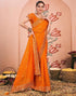 Vasthrlay Bandhani Embroidery Turmeric Yellow Saree With Unstitched Blouse Piece