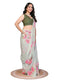 Vasthrlay Off White Digital Print Linen Ready To Wear Saree