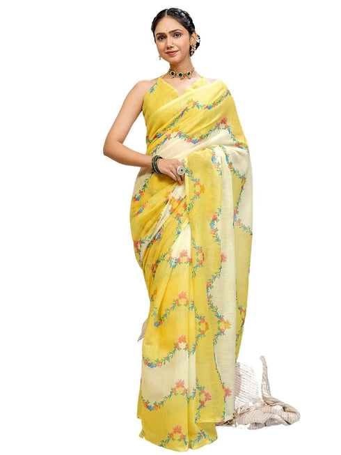 Vasthrlay Printed White1 White Saree