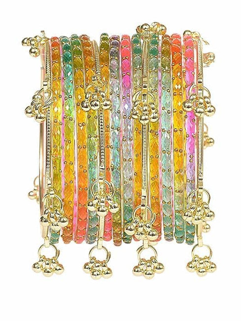 JPS Viral Kashmiri Ghungroo Gold-Plated Glass Bangles Set