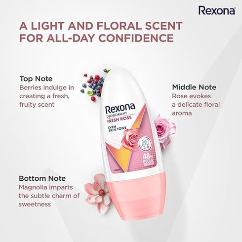 Rexona Fresh Rose Underarm Roll On For Women
