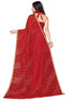 Vasthrlay Bandhani Printed Chiffon Red Saree With Unstitched Blouse Piece