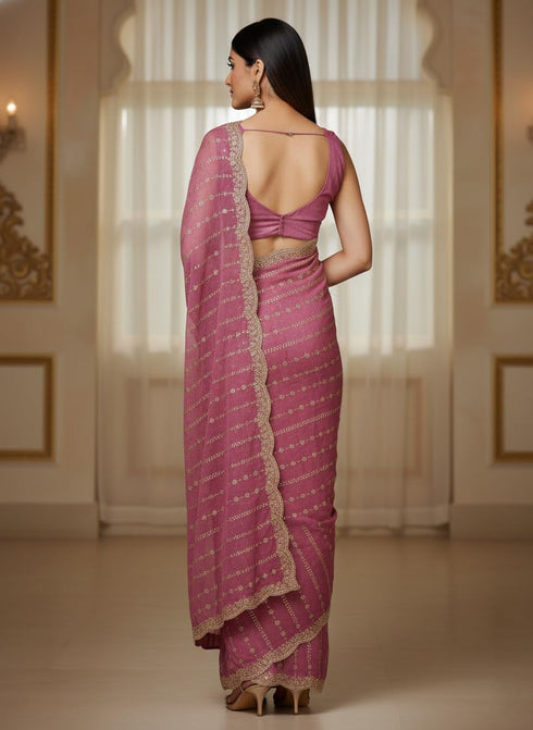 Vasthrlay Lavender Embroidery Saree