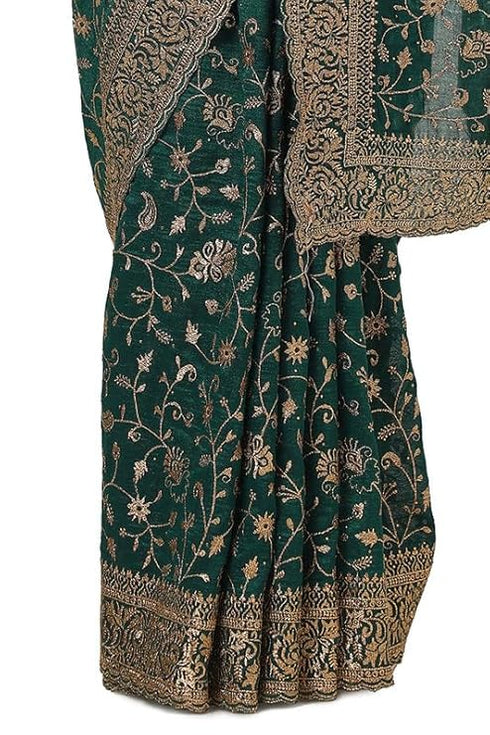 Vasthrlay Green Tussar Embroidered