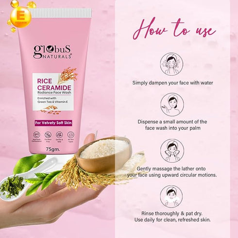 Globus Naturals Rice Ceramide Radiance Face Wash