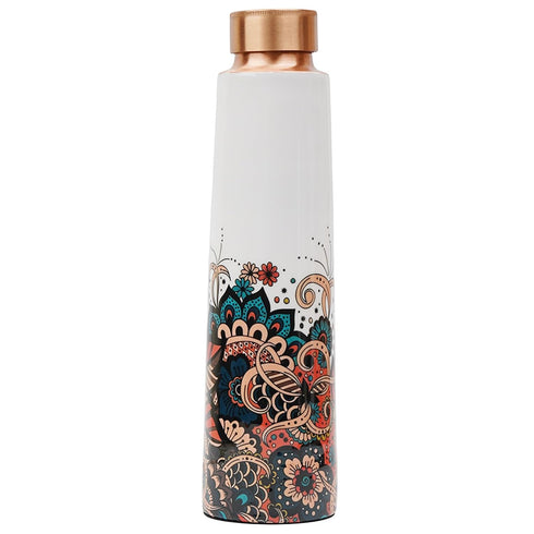 Pure Copper Floral Print Bottle 900 ml