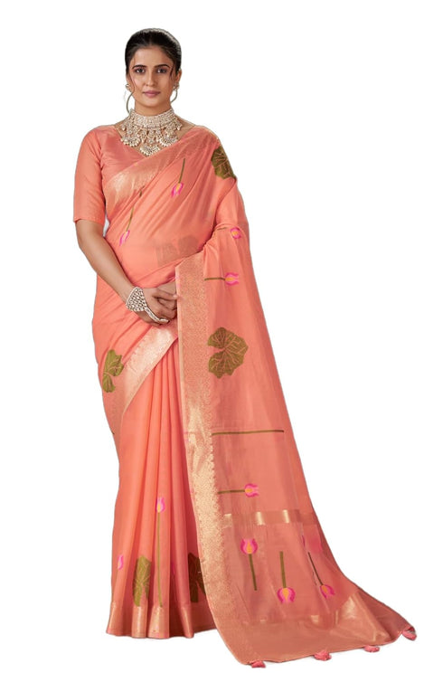 Vasthrlay Exquisite Traditional Intricate Gold Tone Saree