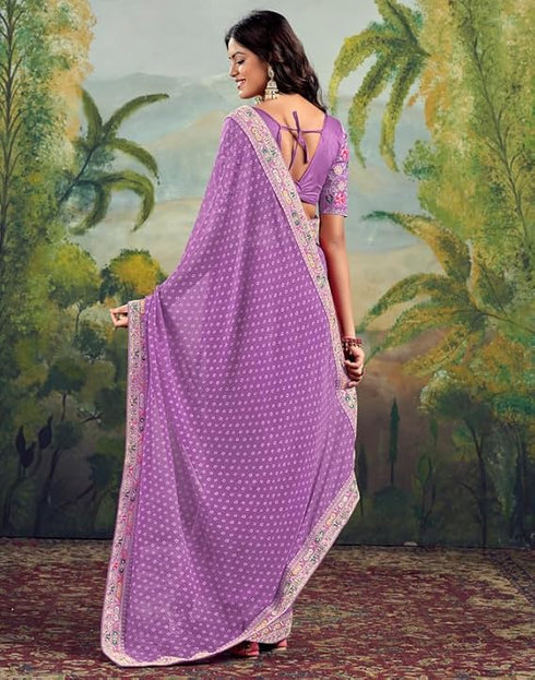 Vasthrlay Georgette Embroidery Unstitched Green Saree