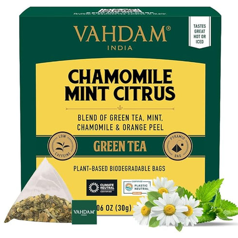 Vahdam Tea Chamomile Mint Citrus Green Tea