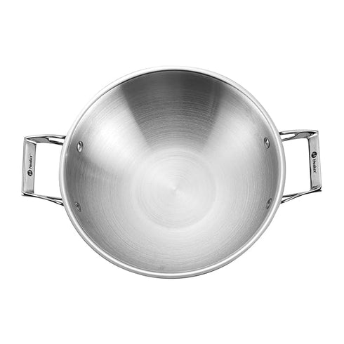 Healux 28cm Tiana Triply Wok with Glass Lid - 3.5L