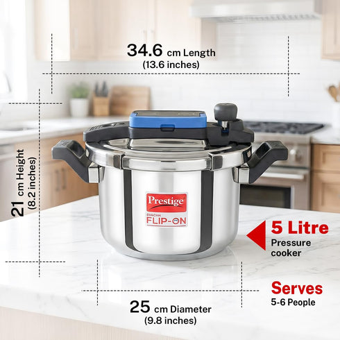 Prestige 3Litre Stainless Steel Flip On Pressure Cooker with Glass Lid