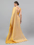 Vasthrlay Gold Floral And Solid Design Polyester Saree With Unstitched Blouse Piece