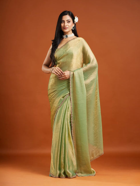 Vasthrlay Red Embroidery Unstitched Saree