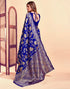 Vasthrlay Pure Kanjivaram Silk Blue Saree Banarasi With Blouse Piece