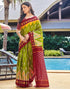 Vasthrlay Printed Pleated Unstitched Dark Green Saree