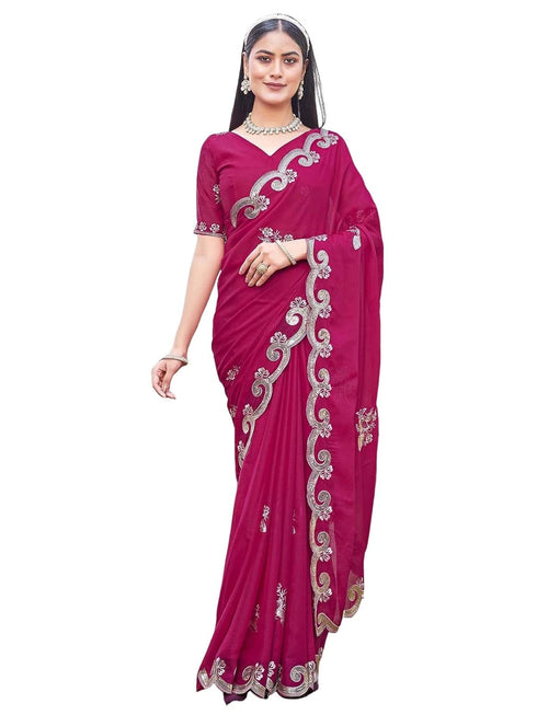 Vasthrlay Georgette Scalloped Pink Saree
