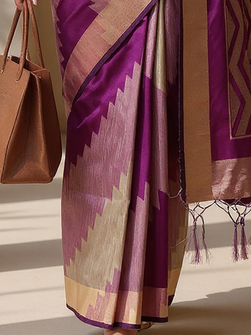 Vasthrlay Magenta Geometric Unstitched Ai Ethnic Wear