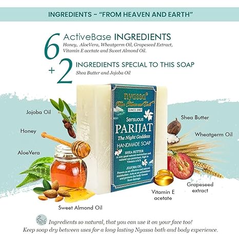 Nyassa Luxurious Parijat Handmade Natural Bathing Soap