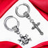 M Men Style Gothic Skeleton Head Cross Titanium Steel Silver Stainless Hoop Earrings