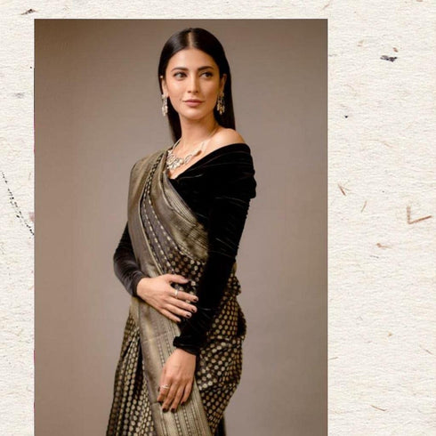 Vasthrlay Black Kanjivaram Saree