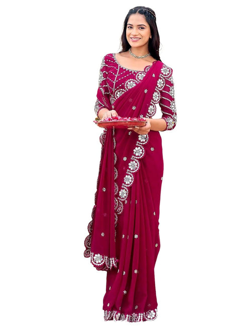 Vasthrlay Weightless Georgette Lime Saree
