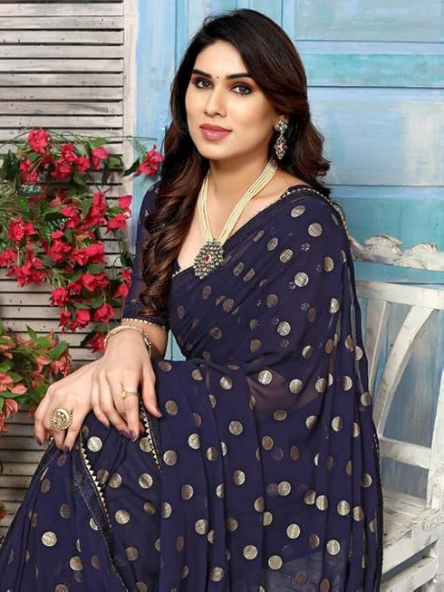 Vasthrlay Georgette Printed Unstitched Maroon Saree