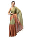 Vasthrlay Beige2 Floral And Solid Design Polyester Saree With Unstitched Blouse Piece